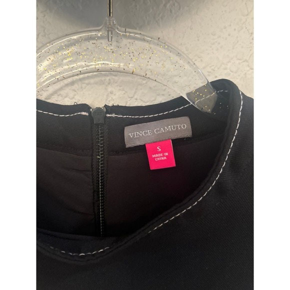 Vince Camuto Short Sleeve Stitched Hem Tunic Shift Dress, Black NWT Size S - Picture 3 of 6